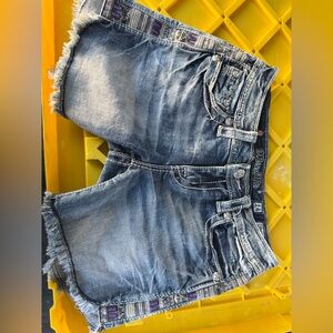 Miss Me Distressed Blue Denim Shorts